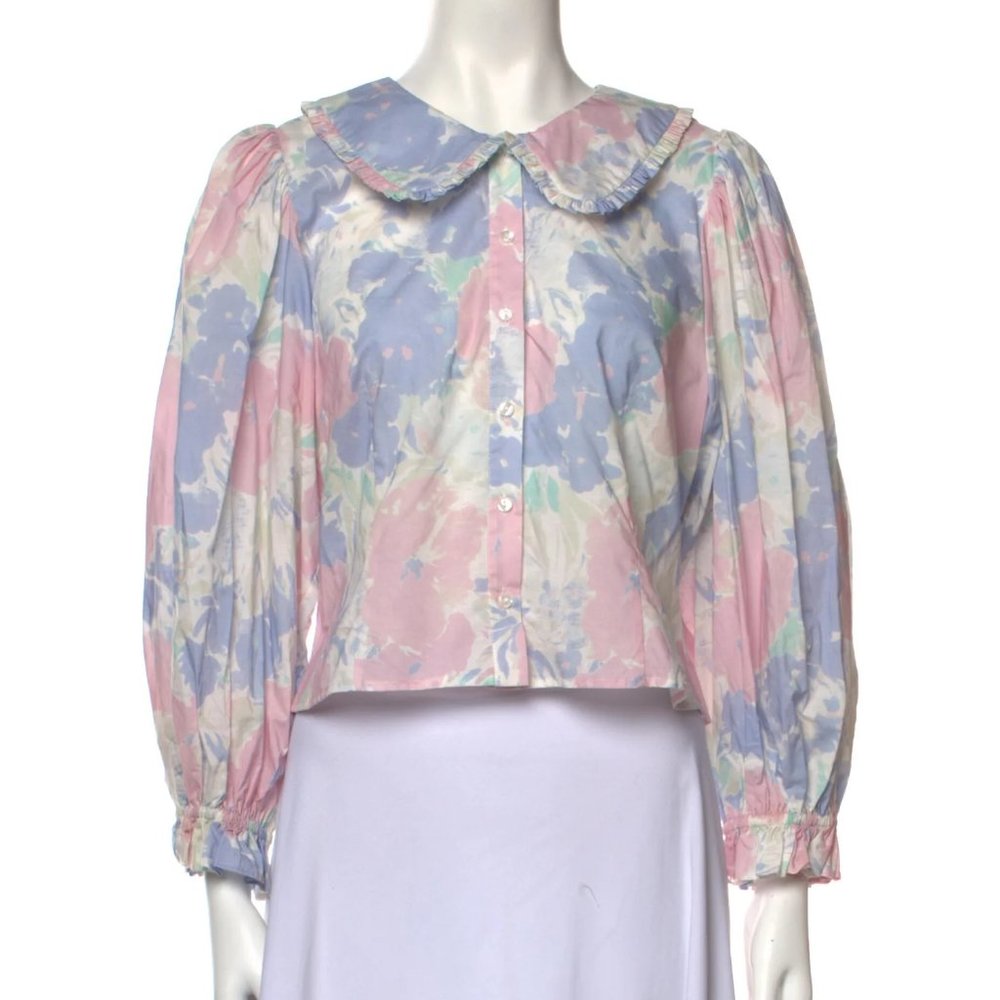 NWT XS Selkie The Meadow Blouse Watercolor Shirt Button-down Pastel Cottagecore